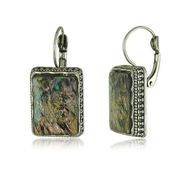 Gemstone Earrings Retro Style Alloy Owl Shell Electroplating For Women