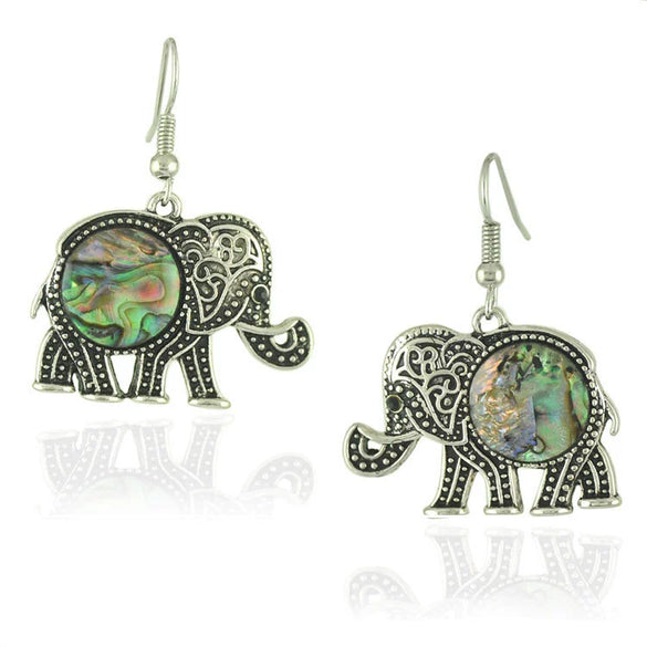 Gemstone Earrings Retro Style Alloy Owl Shell Electroplating For Women