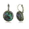 Gemstone Earrings Retro Style Alloy Owl Shell Electroplating For Women