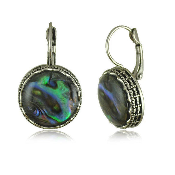 Gemstone Earrings Retro Style Alloy Owl Shell Electroplating For Women