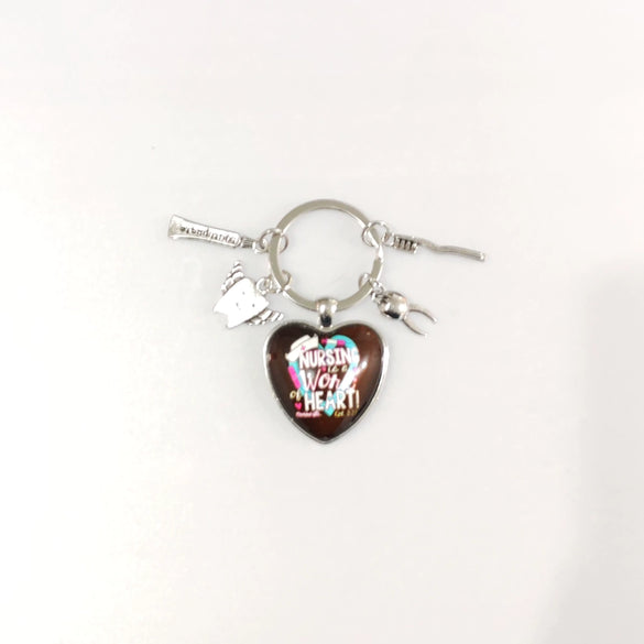 Gemstone Enamel Nurse Cap And Syringe Keychain Pendant Accessory Made Of Alloy For Nurses' Day And Doctor Time