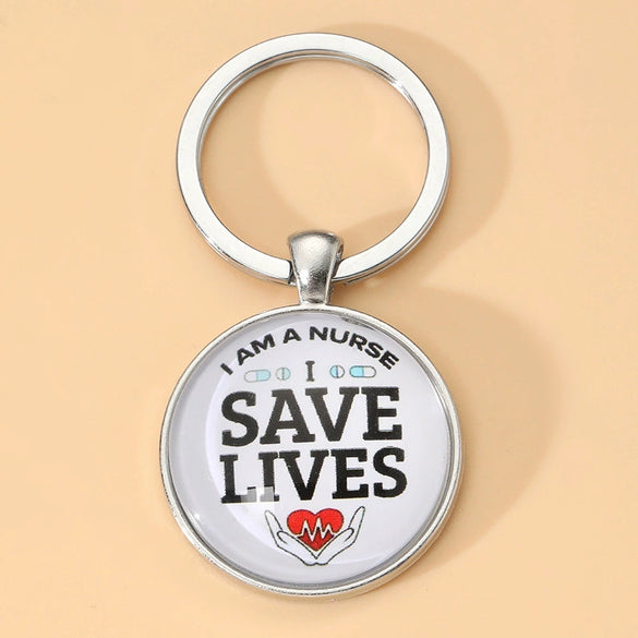 Gemstone Enamel Nurse Cap And Syringe Keychain Pendant Accessory Made Of Alloy For Nurses' Day And Doctor Time