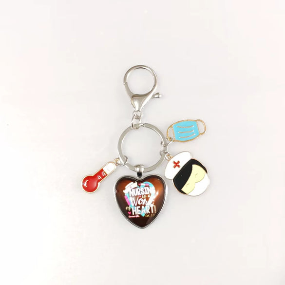 Gemstone Enamel Nurse Cap And Syringe Keychain Pendant Accessory Made Of Alloy For Nurses' Day And Doctor Time