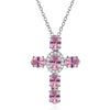 Gemstone Mixed Gemstone Inlay Geometric Cross Pendant Ball Chain Necklace For Men And Women