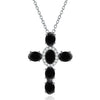 Gemstone Mixed Gemstone Inlay Geometric Cross Pendant Ball Chain Necklace For Men And Women