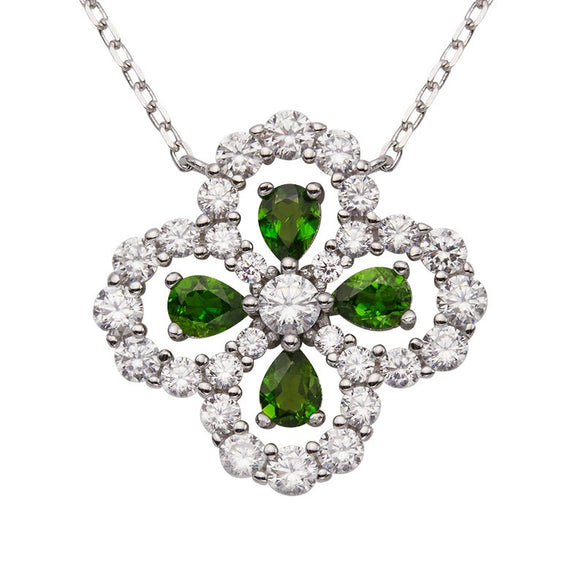 Gemstone Necklace For Women Natural Tanzanite Garnet Aquamarine Diopside Clover 225 Sterling Silver Clavicle Cross Chain Light Luxury Style