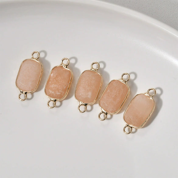 Gemstone Pendant Jewelry Copper Rectangular Cut Corner Electroplating