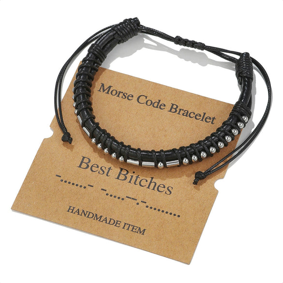 Genuine Leather And Stainless Steel Unisex Bracelet With Electroplating Treatment