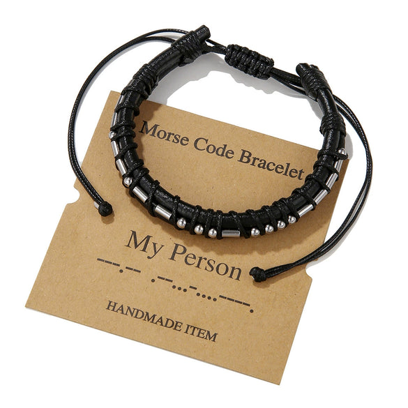 Genuine Leather And Stainless Steel Unisex Bracelet With Electroplating Treatment