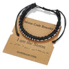Genuine Leather And Stainless Steel Unisex Bracelet With Electroplating Treatment