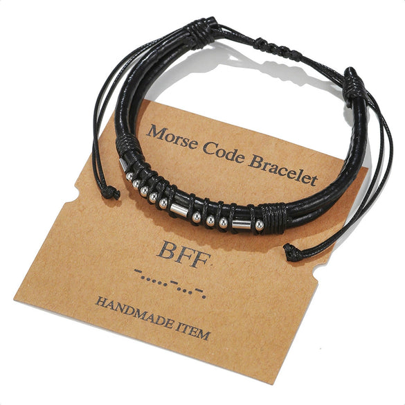 Genuine Leather And Stainless Steel Unisex Bracelet With Electroplating Treatment