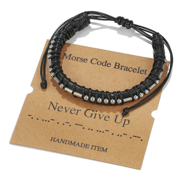 Genuine Leather And Stainless Steel Unisex Bracelet With Electroplating Treatment