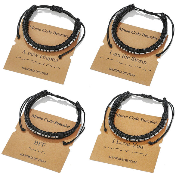 Genuine Leather And Stainless Steel Unisex Bracelet With Electroplating Treatment