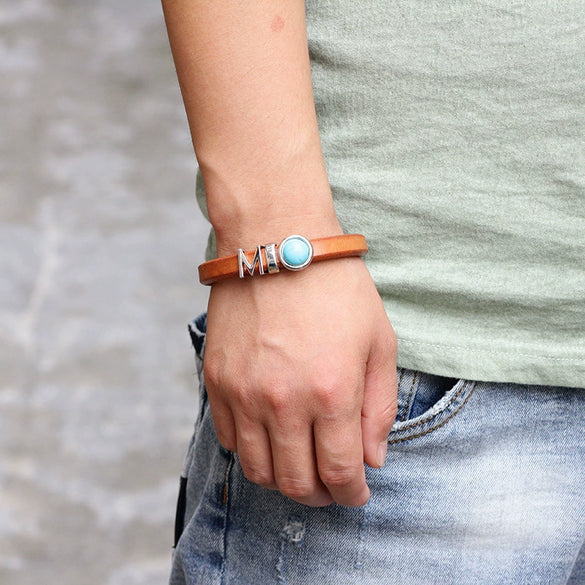 Genuine Leather Bracelet With Star Pattern For Men And Unisex
