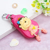 Genuine Leather Cute Cartoon Cat Keychain For Ladies With Solid Color Design