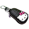 Genuine Leather Cute Cartoon Cat Keychain For Ladies With Solid Color Design