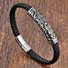 Geometric 316L Stainless Steel  Leather Men'S Bracelets Men Cord & Leather Bracelets