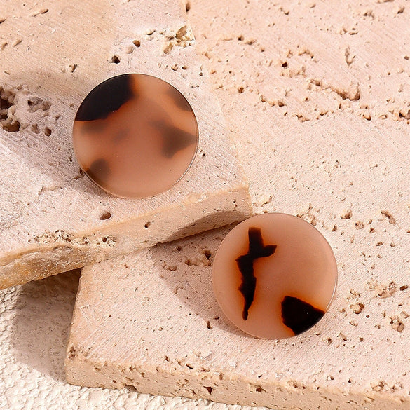 Geometric Acrylic Leopard Print Ear Clip Hoop Earrings For Unpierced Ears Round Or Oval Style