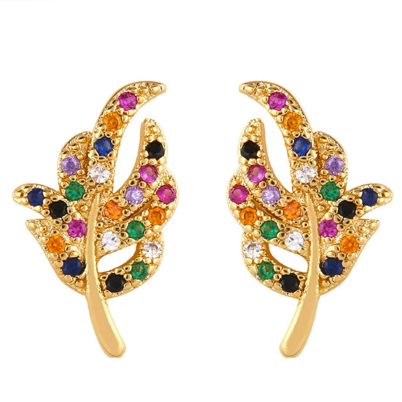 Geometric And Small Heart Stud Earrings For Women Made Of Copper With Electroplating Treatment