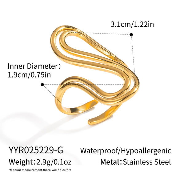 Geometric Asymmetrical Stylish Daily Ring For Women High End Stainless Steel With 18K Gold Electroplated Hand Jewelry Accessories