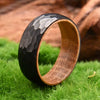 Geometric Barrelshaped Tungsten Steel And Wood Ring With Goldplated Finish Unisex Light Luxury Jewelry