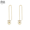 Geometric Bee Motif Copper Drop Earrings With Long Tassel Design Simple Fashion Statement Jewelry