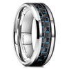 Geometric Beveled Tungsten Steel Ring With Carbon Fiber Inlay And Electroplated Finish Unisex Couple Jewelry Wholesale