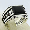 Geometric Black Zircon Alloy Ring Minimalist Retro Unisex Fashion Jewelry Accessory