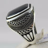 Geometric Black Zircon Alloy Ring Minimalist Retro Unisex Fashion Jewelry Accessory