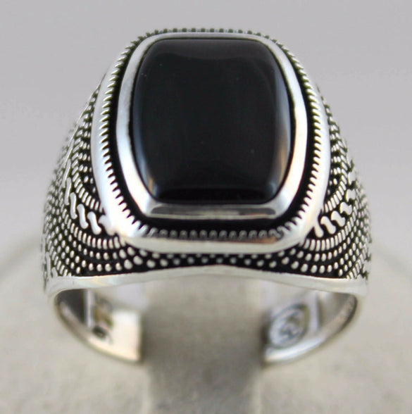 Geometric Black Zircon Alloy Ring Minimalist Retro Unisex Fashion Jewelry Accessory