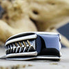Geometric Black Zircon Alloy Ring Minimalist Retro Unisex Fashion Jewelry Accessory