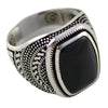 Geometric Black Zircon Alloy Ring Minimalist Retro Unisex Fashion Jewelry Accessory