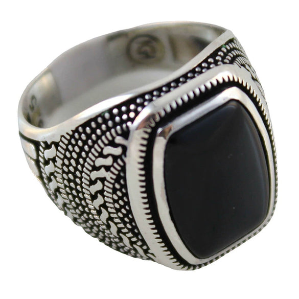 Geometric Black Zircon Alloy Ring Minimalist Retro Unisex Fashion Jewelry Accessory