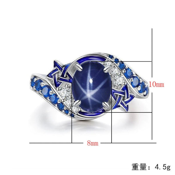 Geometric Blue Sapphire Style Copper Bracelet Ring With Electroplated Finish Old Money Fashion Jewelry For Women And Men