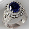 Geometric Blue Zircon Ring In Electroplated Copper Fashion Jewelry For Women And Men Wholesale