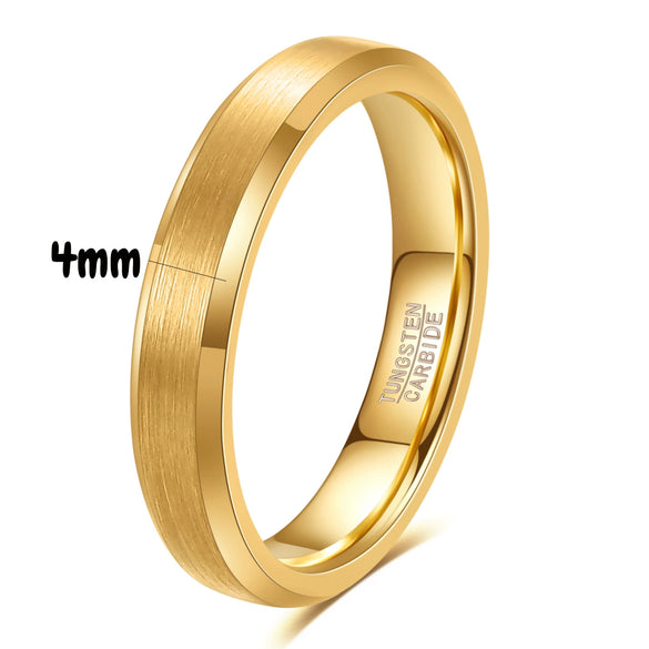 Geometric Brushed Gold Tone Electroplated Tungsten Steel Unisex Fashion Ring For Couples Wholesale