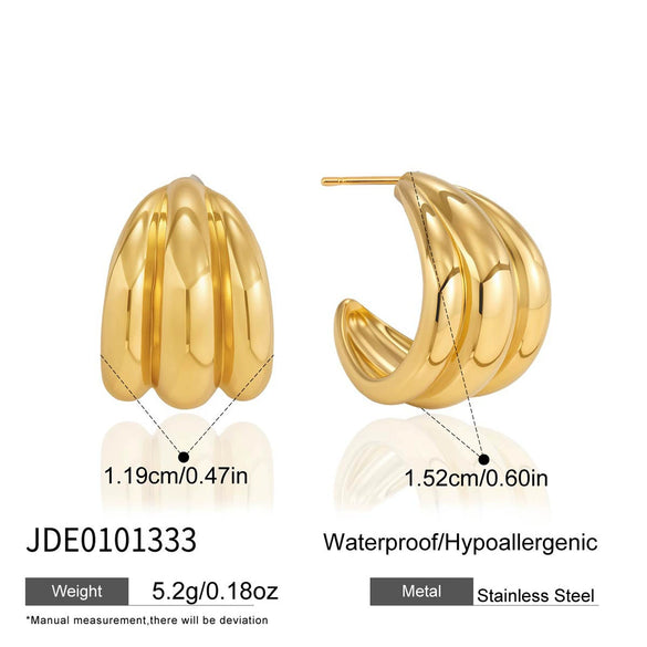 Geometric C Shaped Earrings For Women Stainless Steel With Titanium Steel Posts Pvd Vacuum Gold Plated Elegant High End Jewelry