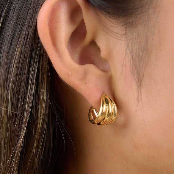 Geometric C Shaped Earrings For Women Stainless Steel With Titanium Steel Posts Pvd Vacuum Gold Plated Elegant High End Jewelry