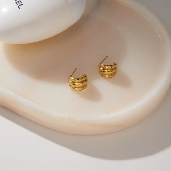 Geometric C Shaped Earrings For Women Stainless Steel With Titanium Steel Posts Pvd Vacuum Gold Plated Elegant High End Jewelry