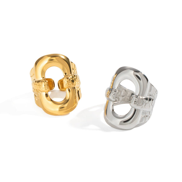 Geometric Casual Party Business Daily Wear Ring For Girls Stainless Steel 18K Gold Hand Jewelry Electroplated