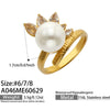 Geometric Chic Ring With Imitation Pearls And Zircon 316L Stainless Steel Electroplated Gold Fashion Jewelry