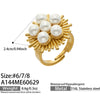 Geometric Chic Ring With Imitation Pearls And Zircon 316L Stainless Steel Electroplated Gold Fashion Jewelry