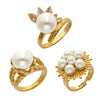 Geometric Chic Ring With Imitation Pearls And Zircon 316L Stainless Steel Electroplated Gold Fashion Jewelry
