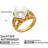Geometric Chic Ring With Imitation Pearls And Zircon 316L Stainless Steel Electroplated Gold Fashion Jewelry