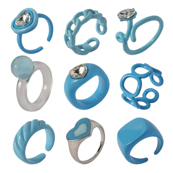 Geometric Constellation Open Stacked Ring Candy Color Resin Plastic Fashion Ring For Unisex