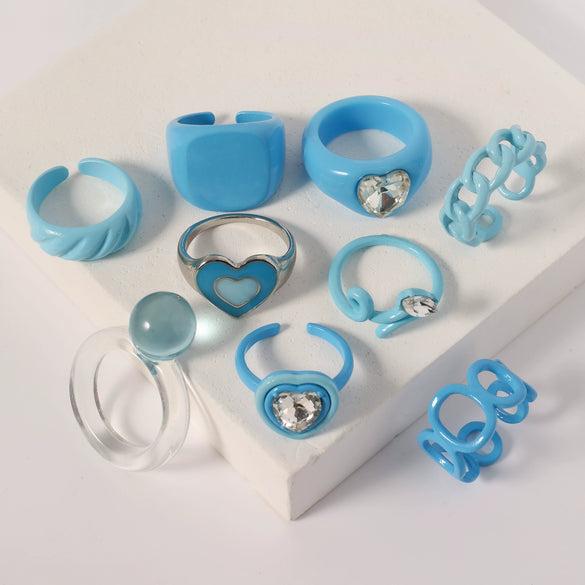 Geometric Constellation Open Stacked Ring Candy Color Resin Plastic Fashion Ring For Unisex