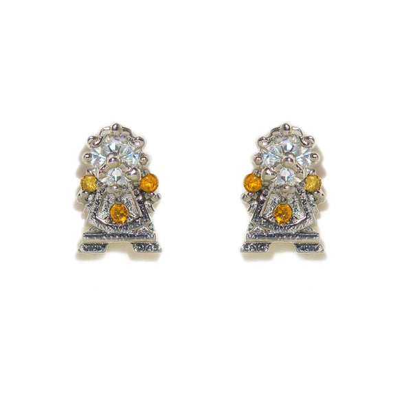 Geometric Copper Candle Earrings Set With Microset Zircon For Women