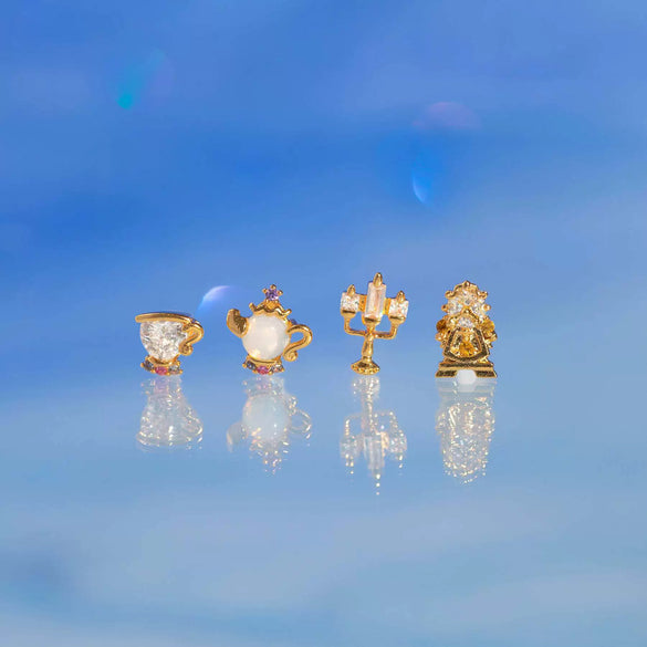 Geometric Copper Candle Earrings Set With Microset Zircon For Women