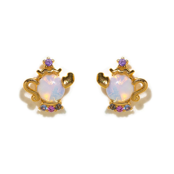 Geometric Copper Candle Earrings Set With Microset Zircon For Women