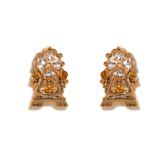 Geometric Copper Candle Earrings Set With Microset Zircon For Women